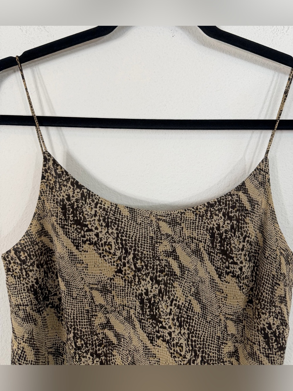 Vintage Ann Taylor Silk Two Piece Skirt Set Brown Snakeskin Cami Midi Size 2/4 - Picture 4 of 16